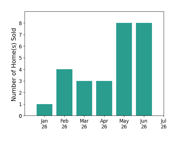 Bar chart of total home sales by Lisa Ferringo over the past 12 months