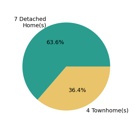 Pie chart showing home sales by property type for Ben Heisler