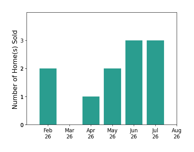 Keeza Abengowe sold 2 homes in February 2026, 1 home in April 2026, 2 homes in May 2026, 3 homes in June 2026, 3 homes in July 2026, for a total of 11 homes.