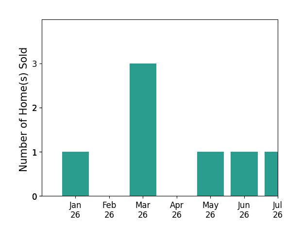 Bar chart of total home sales by Katie Patronis over the past 12 months