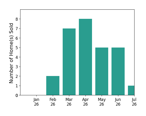 Bar chart of total home sales by Coco Tan over the past 12 months