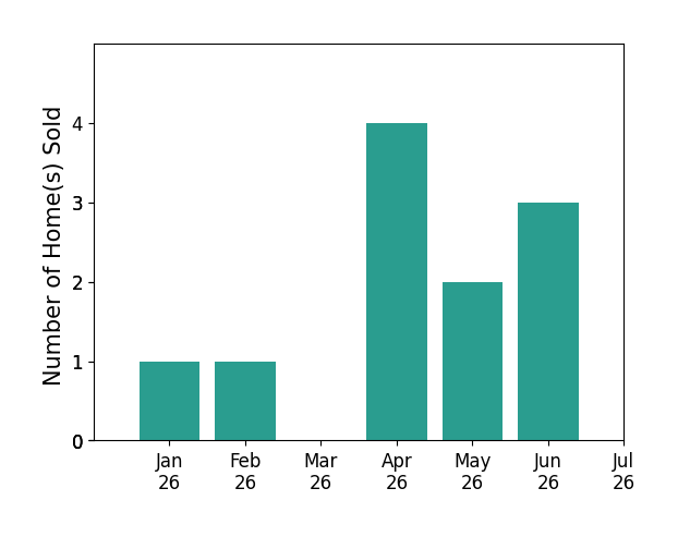 Bar chart of total home sales by Judy Chen over the past 12 months