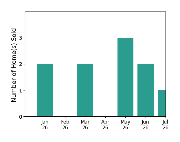 Bar chart of total home sales by Cideer Saco over the past 12 months