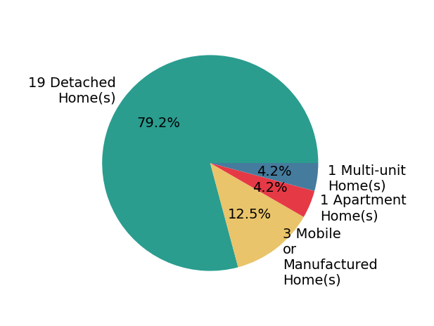 Pie chart showing home sales by property type for Christina Austin