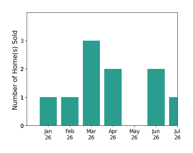 Bar chart of total home sales by Pri Ruan over the past 12 months