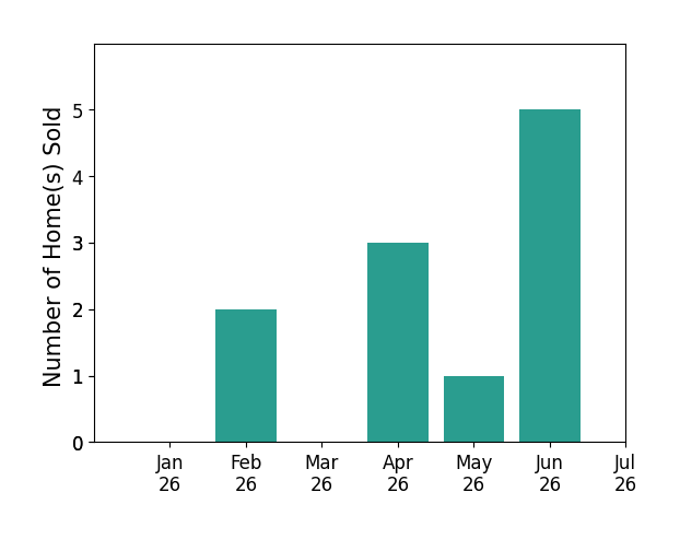 Bar chart of total home sales by Grace Zhang over the past 12 months