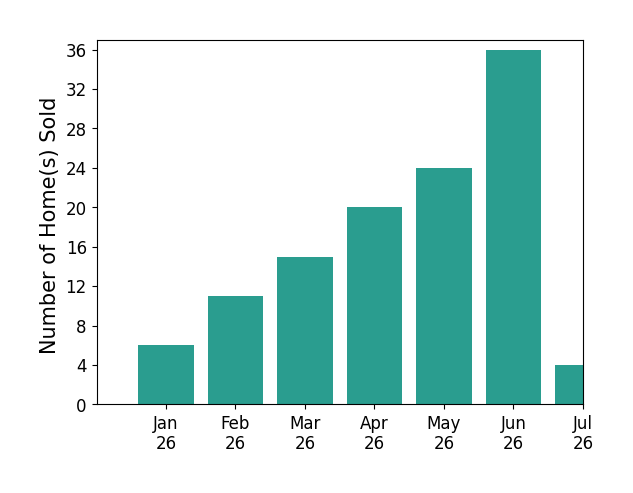 Bar chart of total home sales by Jessica Nieto over the past 12 months