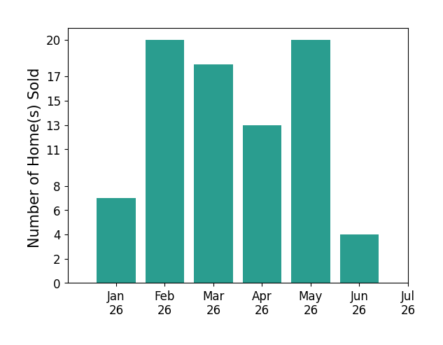 Bar chart of total home sales by PATRICIA MARTINEZ over the past 12 months