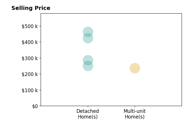 Rochelle Donastorg's sold homes include detached homes from $250K to $462K, multi-unit homes from $234K to $238K.