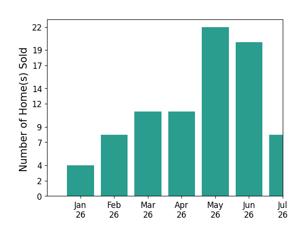 Bar chart of total home sales by Douglas Pankey over the past 12 months