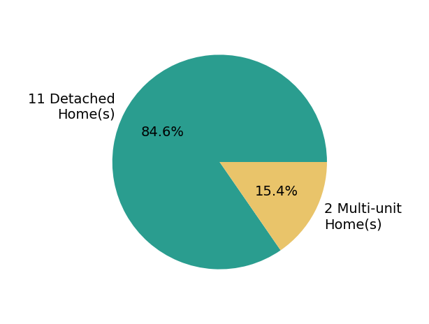 Pie chart showing home sales by property type for Ash Rizk