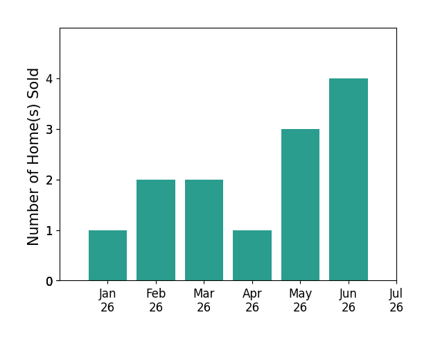 Bar chart of total home sales by Parminder Singh over the past 12 months