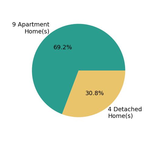 Pie chart showing home sales by property type for Kamran Montazami