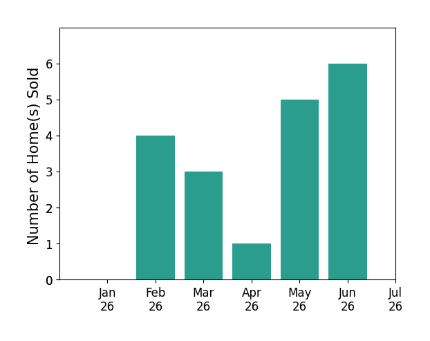 Bar chart of total home sales by Ann Newton Cane over the past 12 months