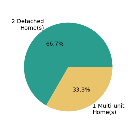 Pie chart showing home sales by property type for Ashtin Dundee