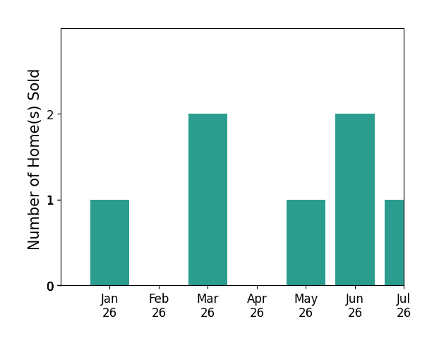 Bar chart of total home sales by Adrienne Tunney Krumins over the past 12 months